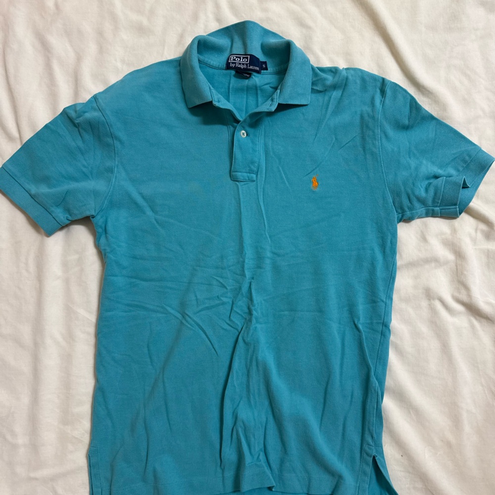Polo by Ralph Lauren Turquoise Shirt with Orange Logo
